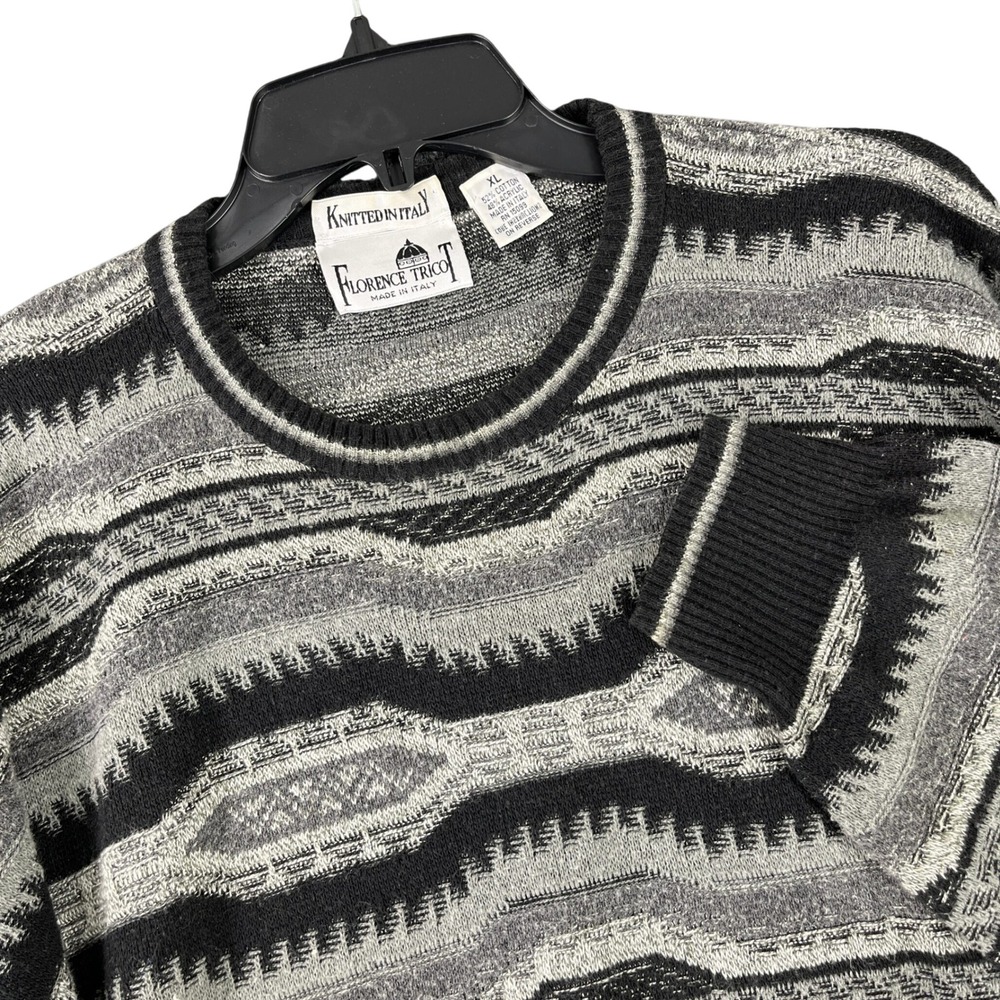 Florence Tricot Cosby Sweater Mens XL‎ Abstract Cotton Blend Italy Vintage 90s